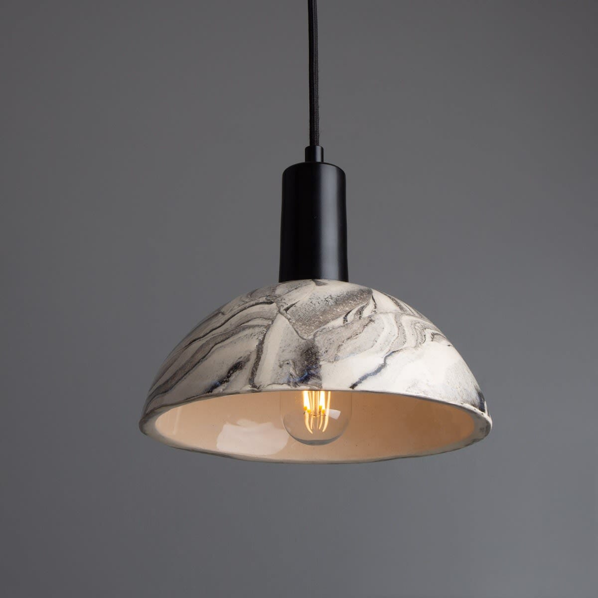 Auretta Marbled Ceramic Dome Pendant Light 20cm | Lersk