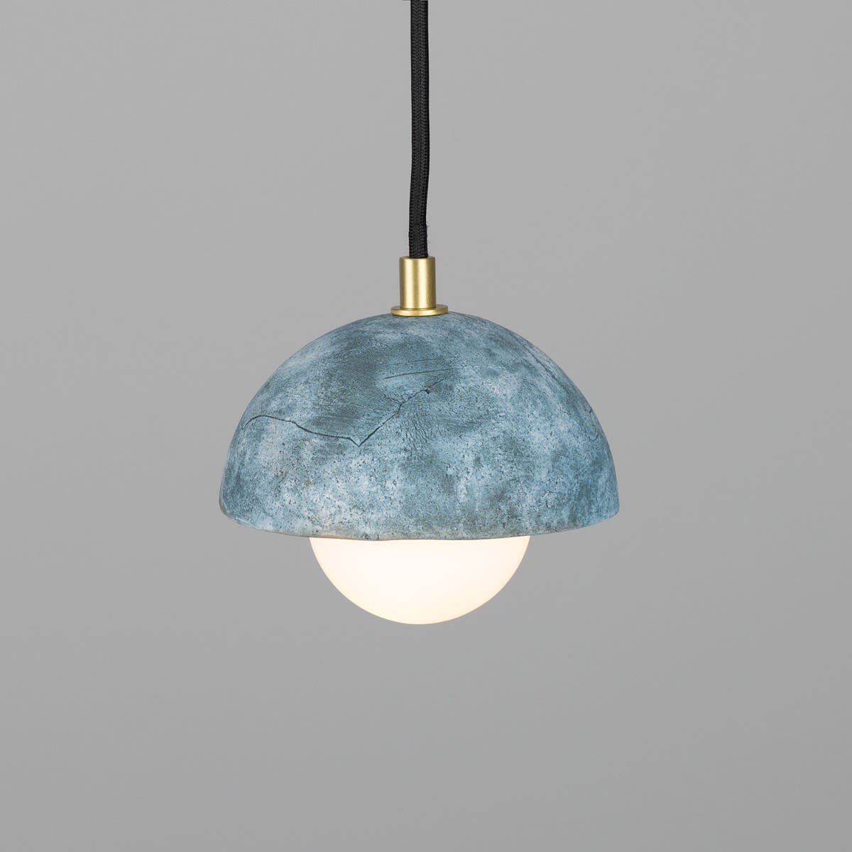 Lunari | Compact Ceramic Dome Pendant Light, 14 cm, Blue Earth | Lersk
