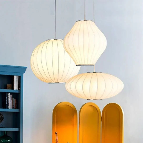 NovaCrest Silk and Steel Pendant Lamp for Modern Interiors | Lersk