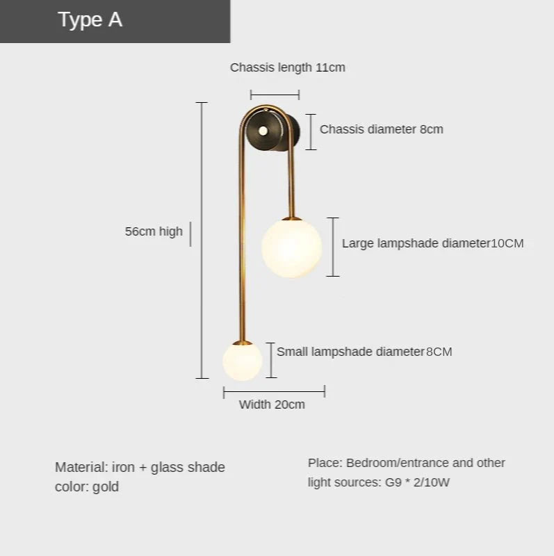 Applique murale boule en verre Luma | Luminaire moderne minimaliste Lersk