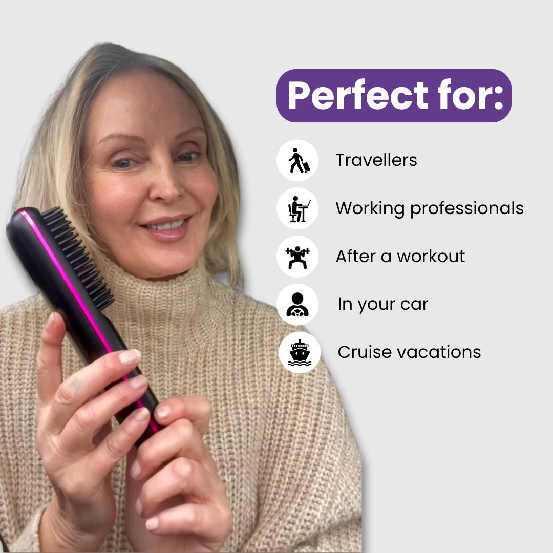 Cordless Portable Hair Straightener Brush with Ionic Technology & 3 Heat Settings | Lersk