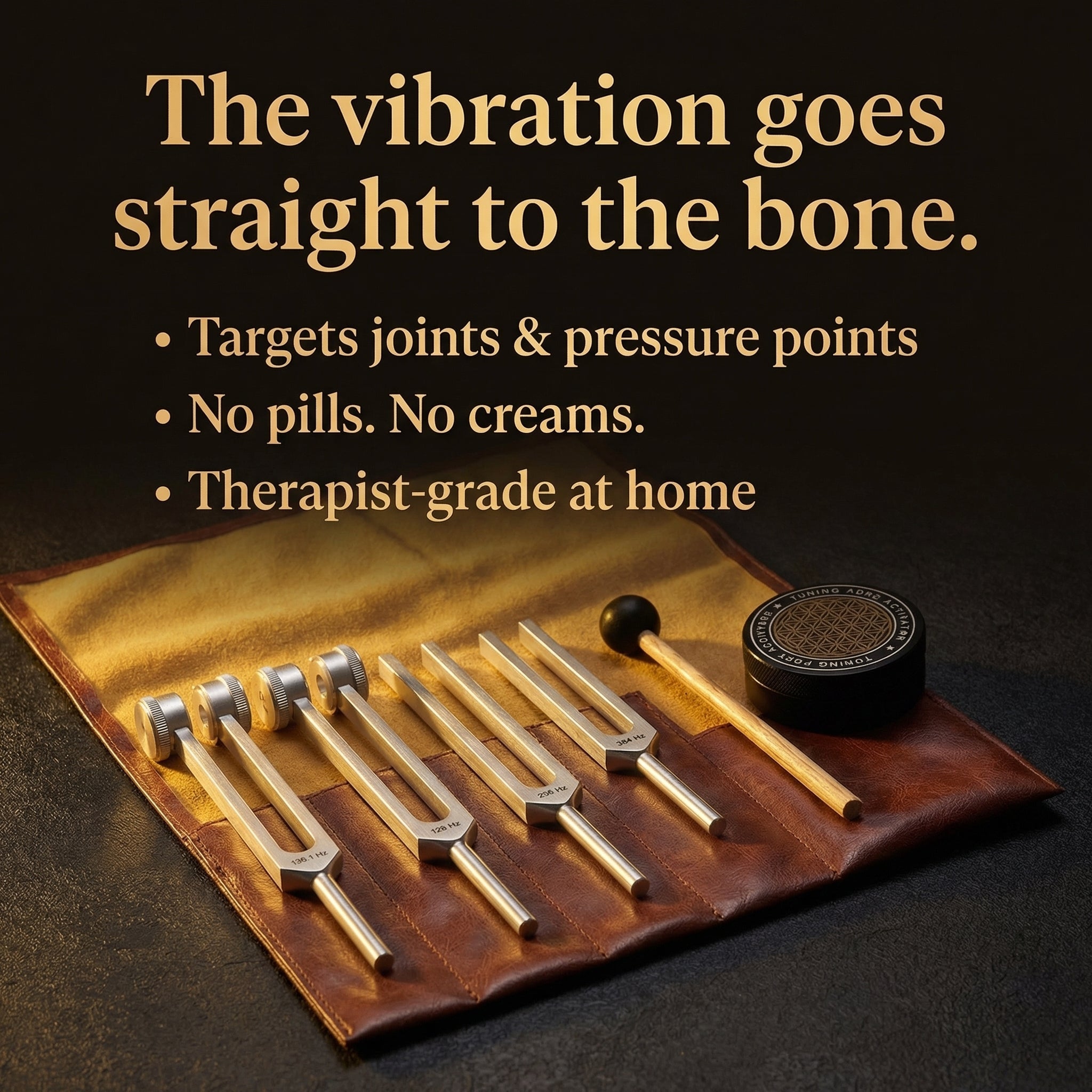 4-Frequency Aluminum Tuning Fork Set for Sound Therapy, Relaxation & Wellness | Lersk