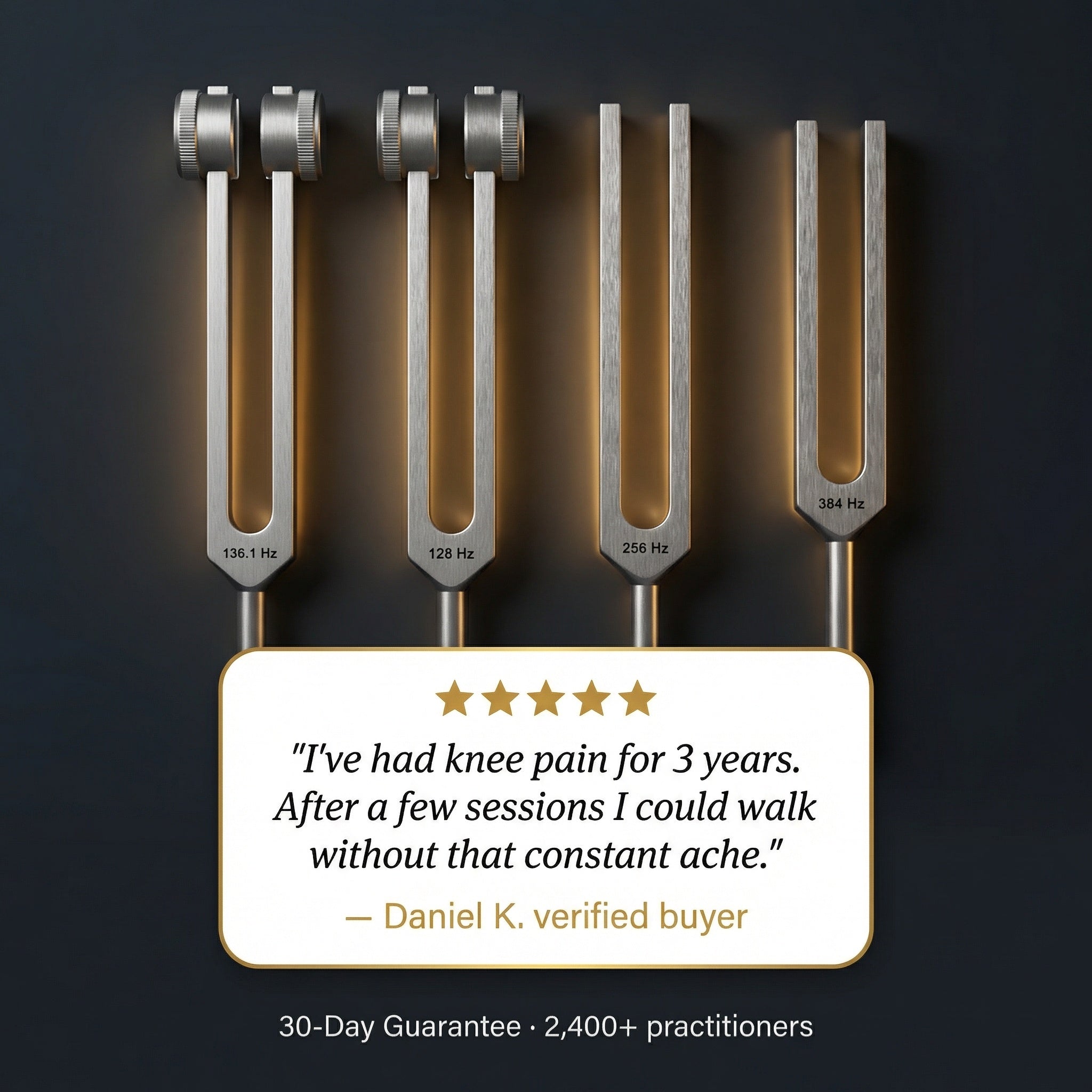4-Frequency Aluminum Tuning Fork Set for Sound Therapy, Relaxation & Wellness | Lersk