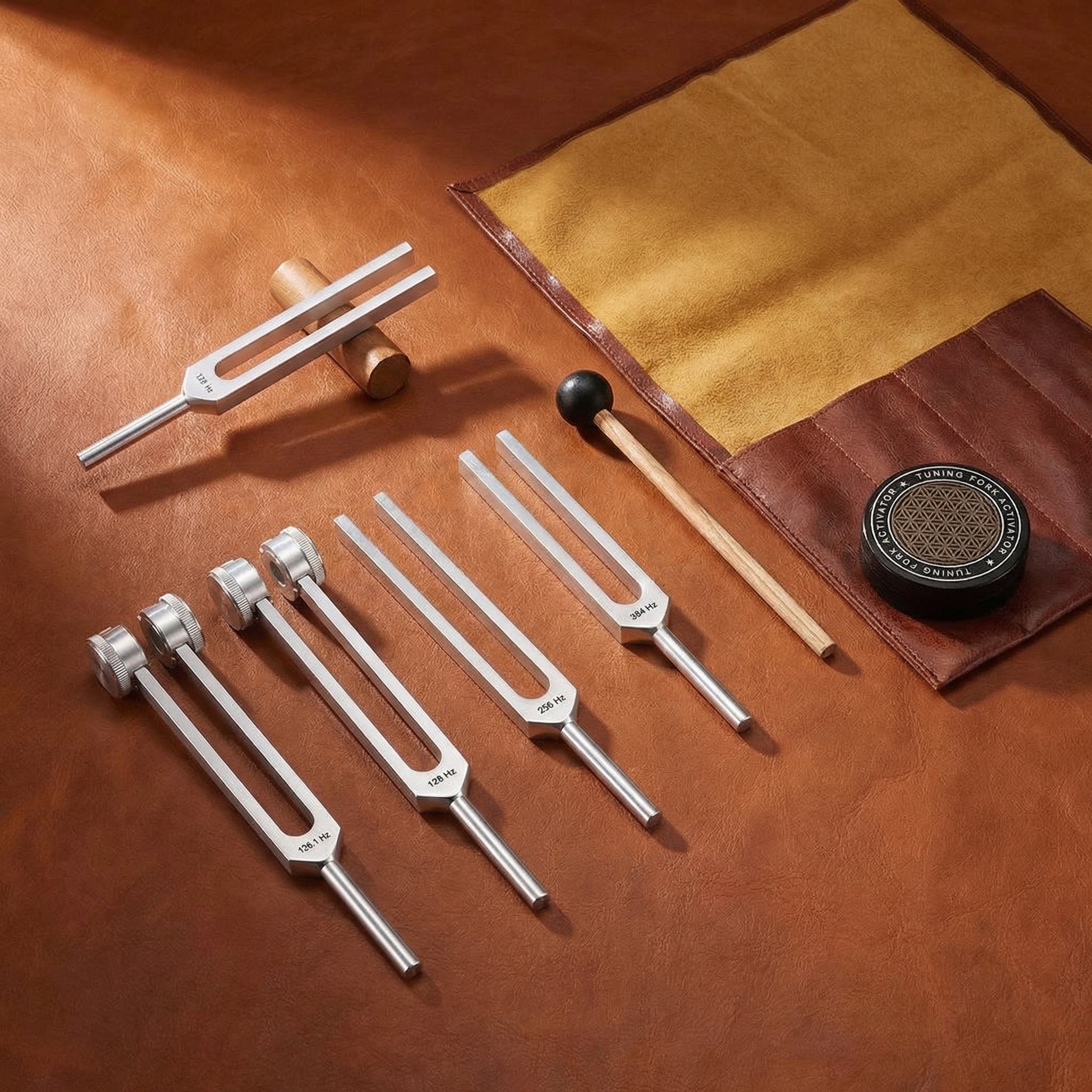 4-Frequency Aluminum Tuning Fork Set for Sound Therapy, Relaxation & Wellness | Lersk