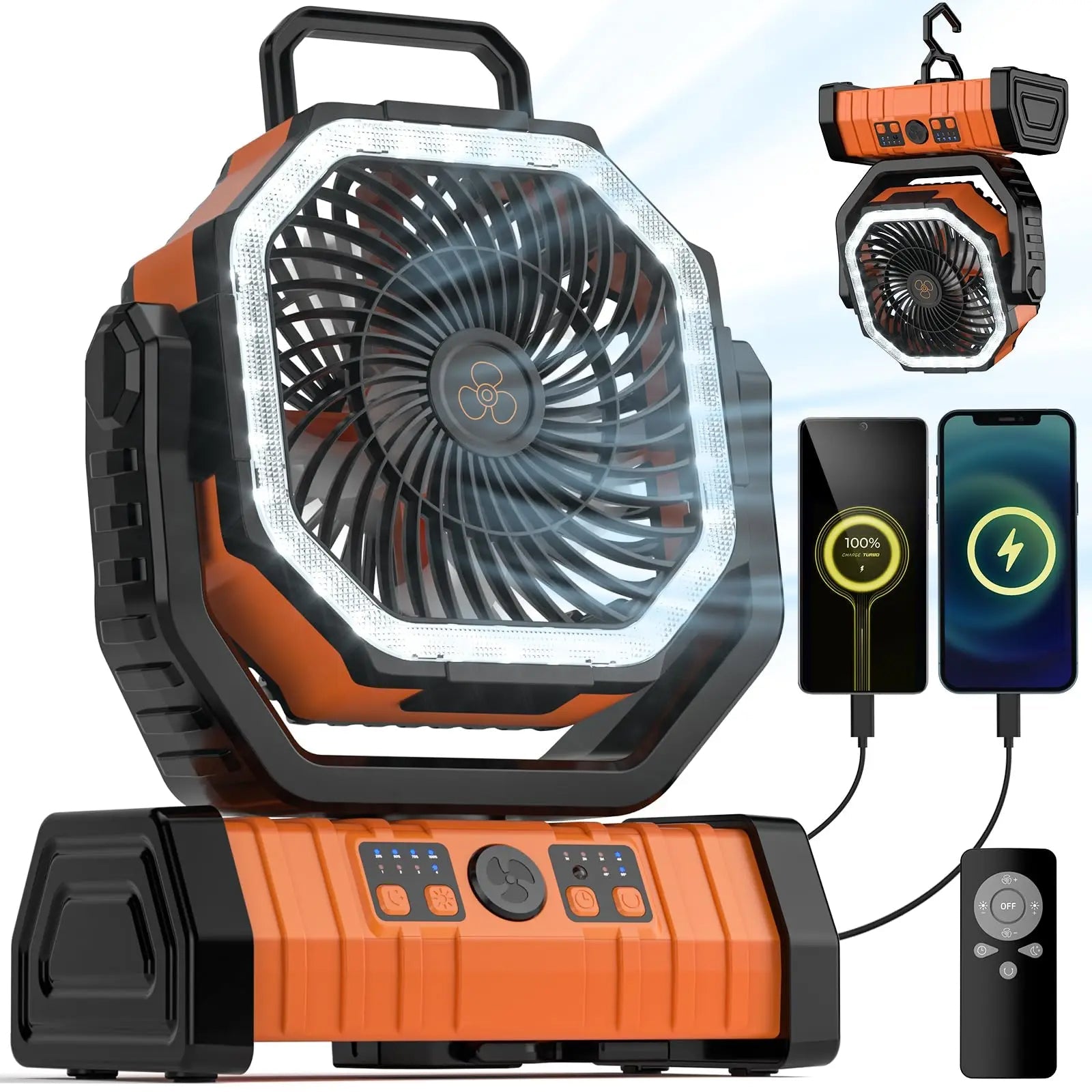 Rechargeable Camping Fan 20000mAh LED USB Power Bank | Lersk