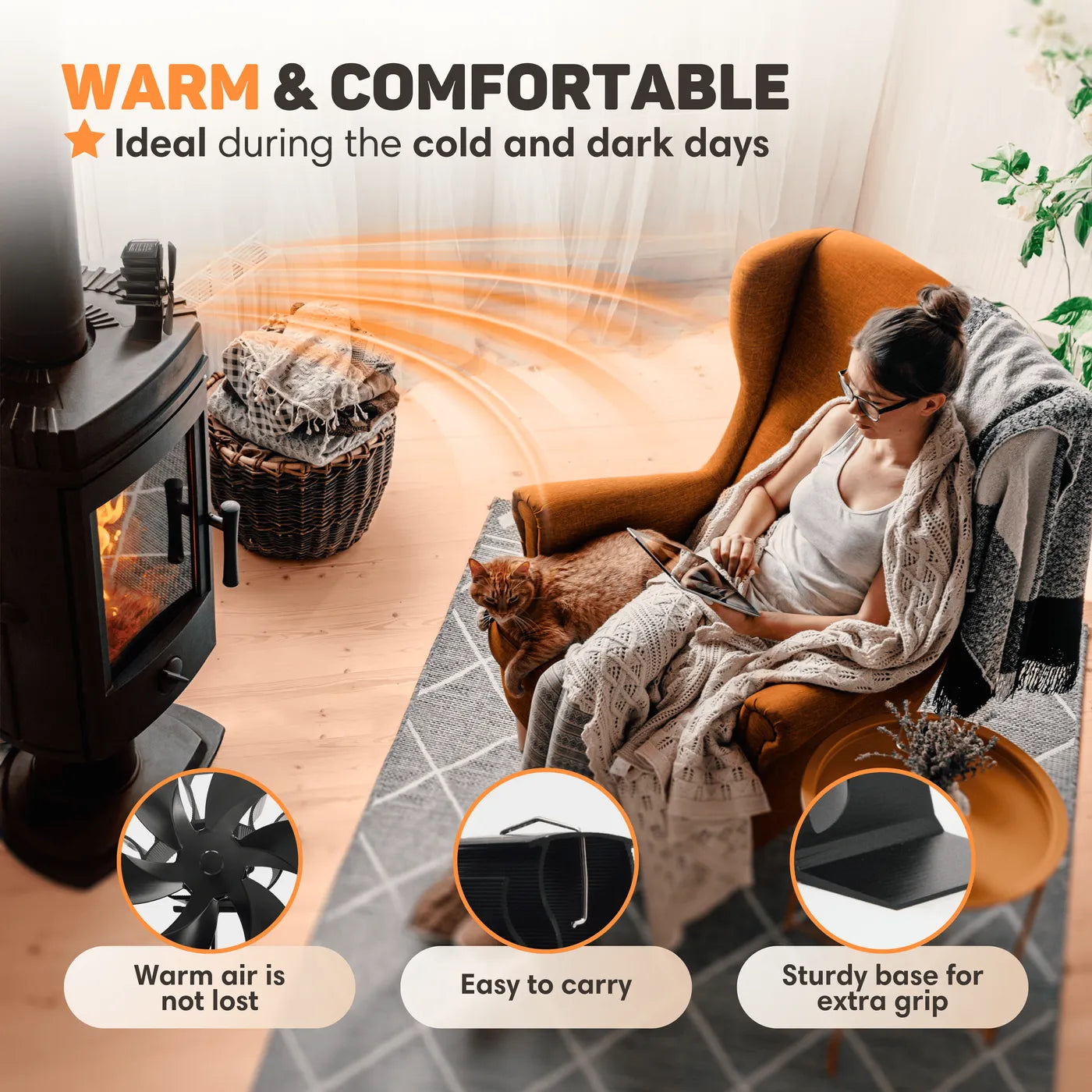 Thermomètre ventilateur pour poêle à bois AeroFlare avec démarrage et arrêt automatiques pour la circulation | Lersk