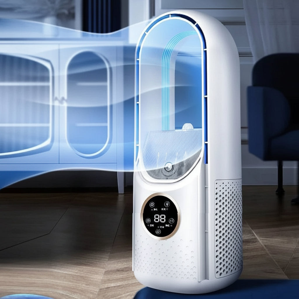 Přenosná klimatizace s odpařovacím chlazením bezlopatkový ventilátor | Lersk