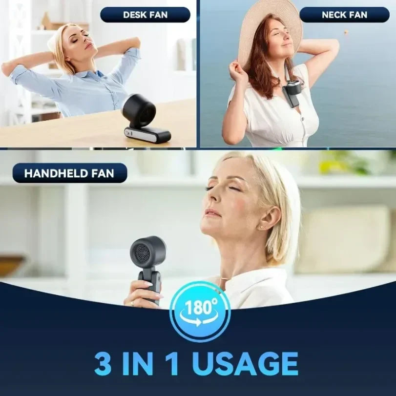 Portable Fan Neck Handheld Rechargeable Clip-On Mini Fan | Lersk