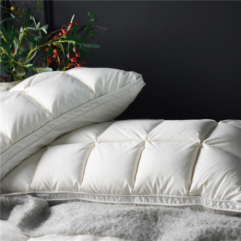 LumaNest Goose Down Pillow Set 2 Pack Natural Cotton | Lersk