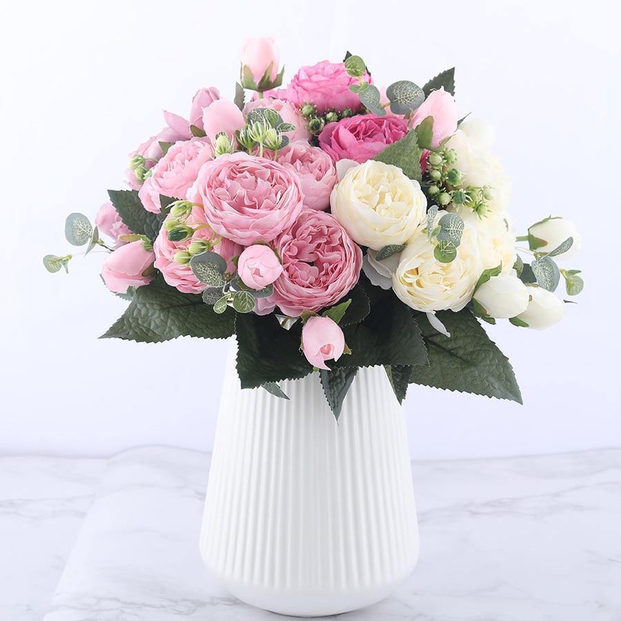 Peonie finte in seta da 12 pollici, set di 9 fiori artificiali | Lersk