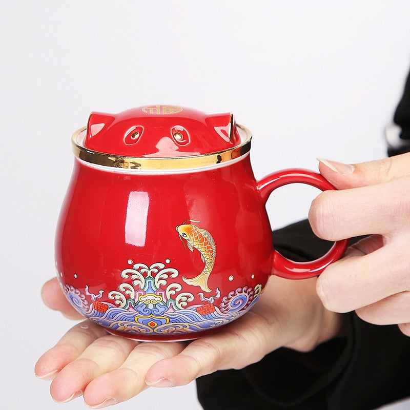 Japonské keramické šálky s čajovým infuzérem pro domácí, kancelářské a školní použití, snadno se čistí a jsou ekologické | Lersk