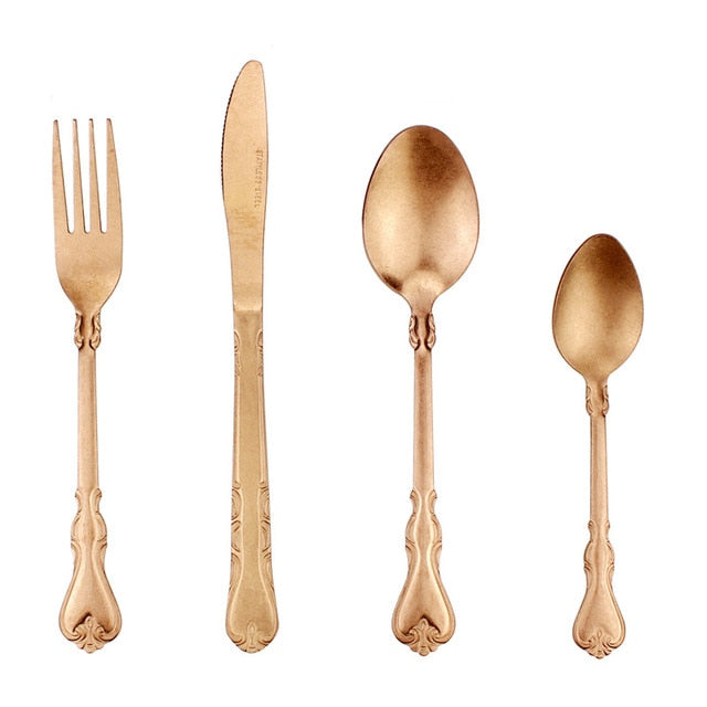 NovaLia Vintage Matt 4-teiliges Besteckset für den Esstisch | Lersk