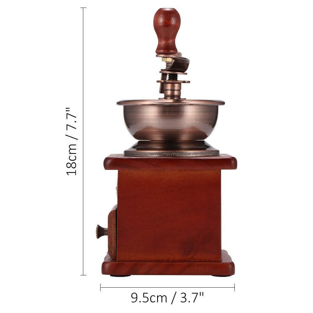 Antique Wooden Manual Coffee Grinder for Freshly Ground Coffee Beans, Classic Kitchen Tool | Lersk