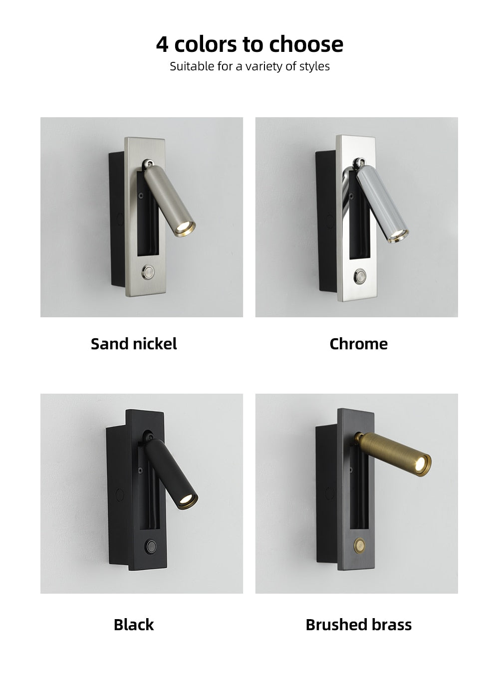 Koa | Innfelt trykknapp LED vegglampe med leselys | Lersk