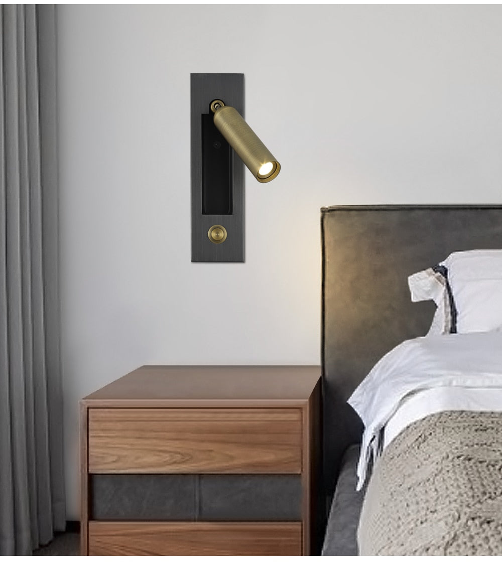 Koa | Innfelt trykknapp LED vegglampe med leselys | Lersk