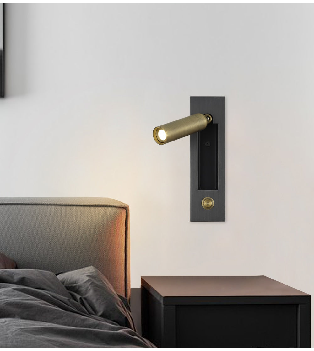 Koa | Innfelt trykknapp LED vegglampe med leselys | Lersk