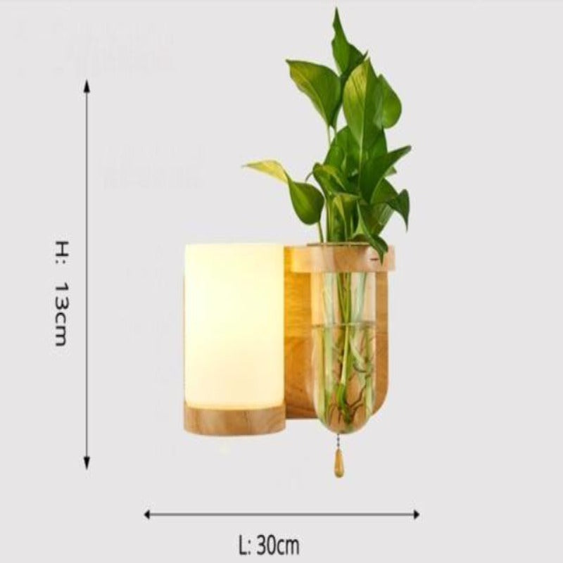Contemporary Wall Light With Wooden Planter | Lersk