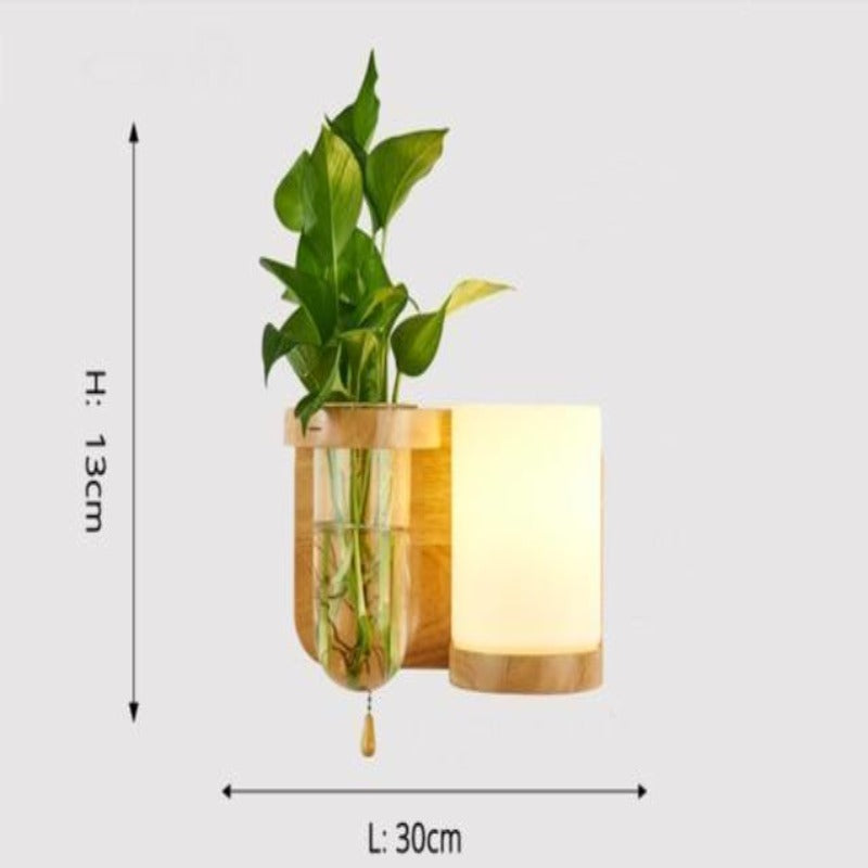 Contemporary Wall Light With Wooden Planter | Lersk