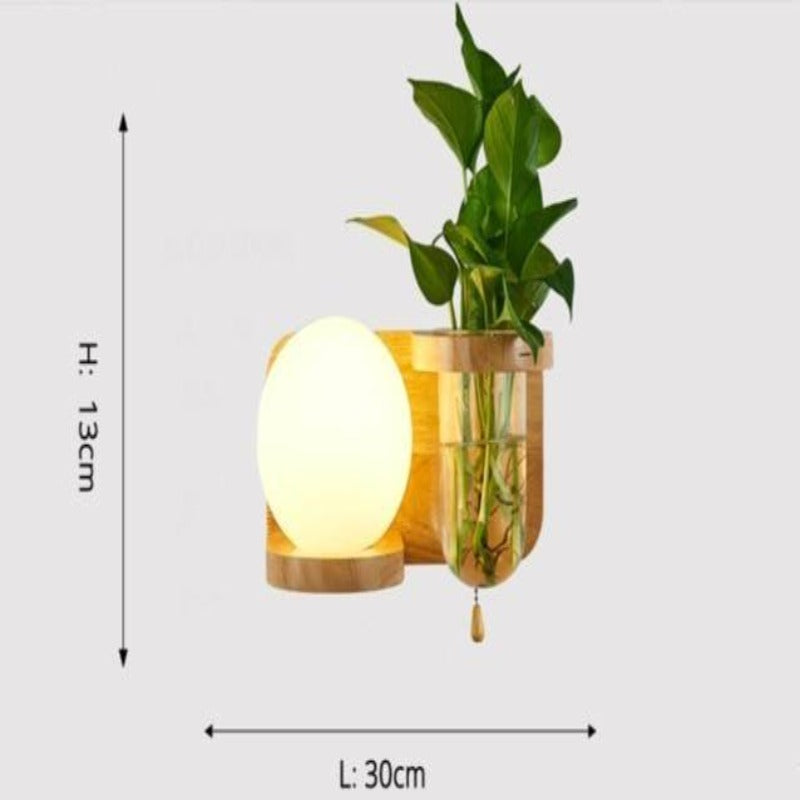 Contemporary Wall Light With Wooden Planter | Lersk