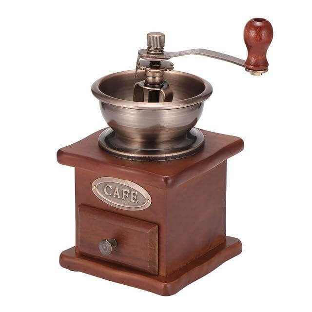 Antique Wooden Manual Coffee Grinder for Freshly Ground Coffee Beans, Classic Kitchen Tool | Lersk