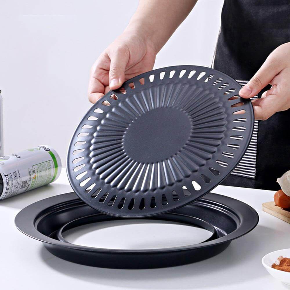 Koreansk bærbar nonstick grillpande til nem udendørs grillning og madlavning på camping | Lersk