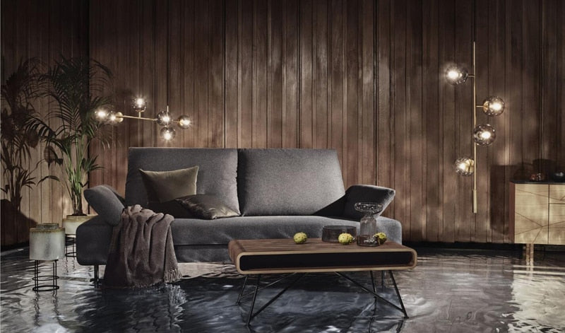 Solara Six-Sphere Amber Glass Pendant Light with Gold Rods | Lersk