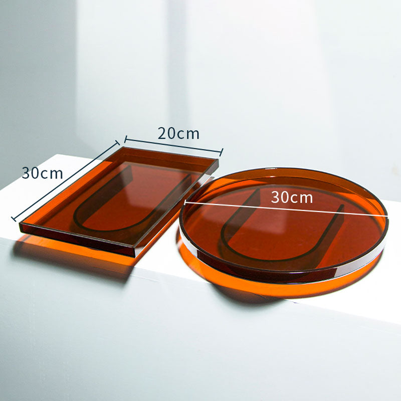 Retro Amber Acrylic Organizer Trays, Round and Rectangular | Lersk