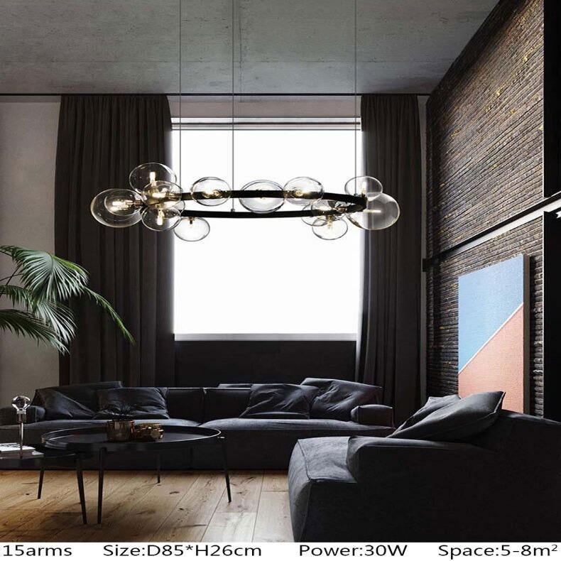 NoirLuxe | Splendido lampadario con lampadine in vetro nero | Lersk