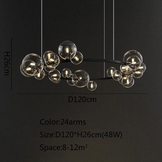 NoirLuxe | Splendido lampadario con lampadine in vetro nero | Lersk
