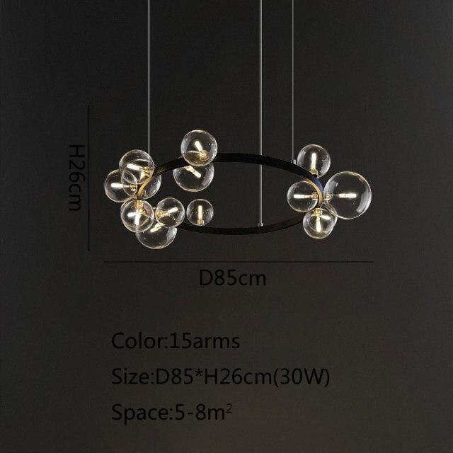 NoirLuxe | Splendido lampadario con lampadine in vetro nero | Lersk
