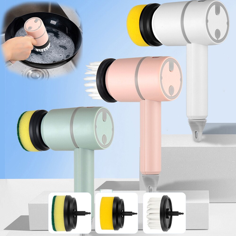 Electric Cleaning Brush USB Rotary Scrubber For Home Use With Interchangeable Heads | Lersk
