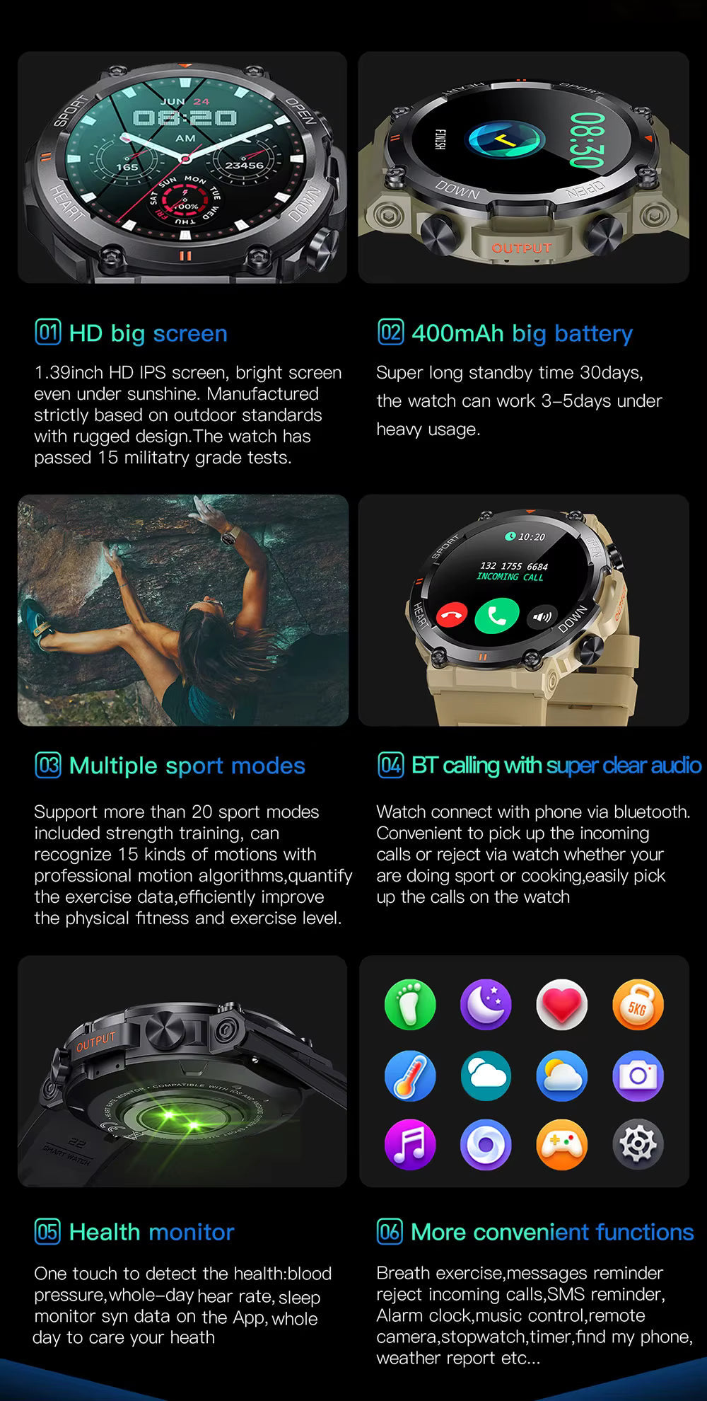 FortisX Titan Relógio Inteligente Tático com Bateria de Longa Duração | Lersk