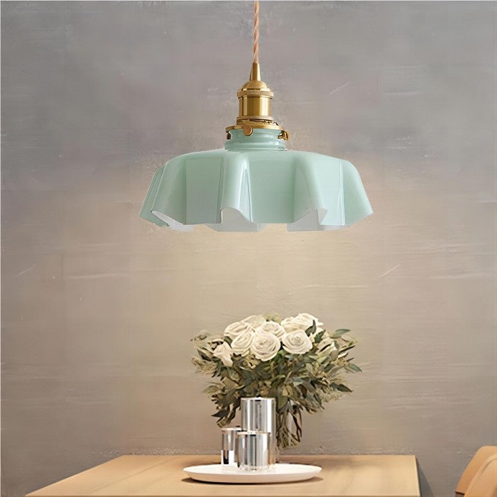 Elora Cream Floral Glass Pendant Light For Living & Dining | Lersk
