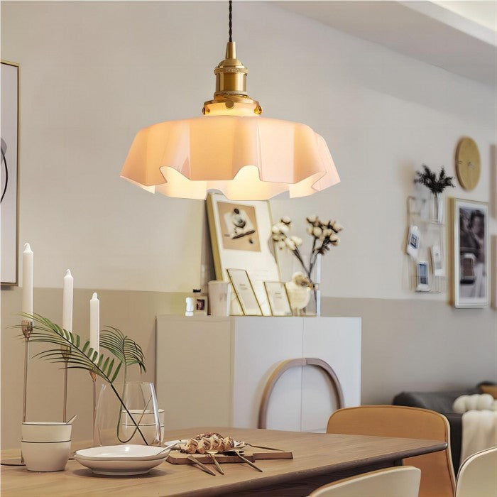 Elora Cream Floral Glass Pendant Light For Living & Dining | Lersk