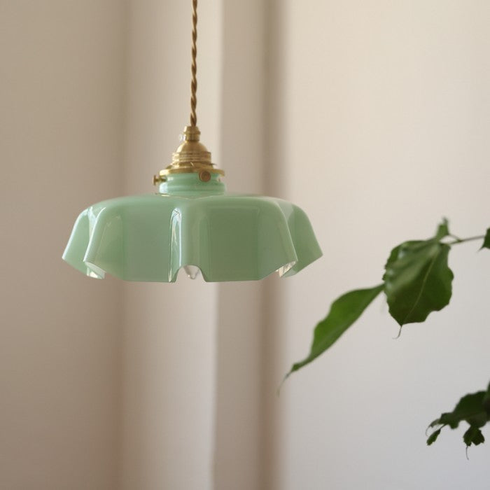 Elora Cream Floral Glass Pendant Light For Living & Dining | Lersk