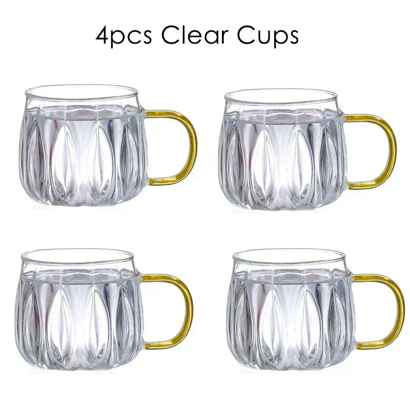 Glass Pitcher Set With Stainless Lid And Cups For Hot Or Cold Drinks