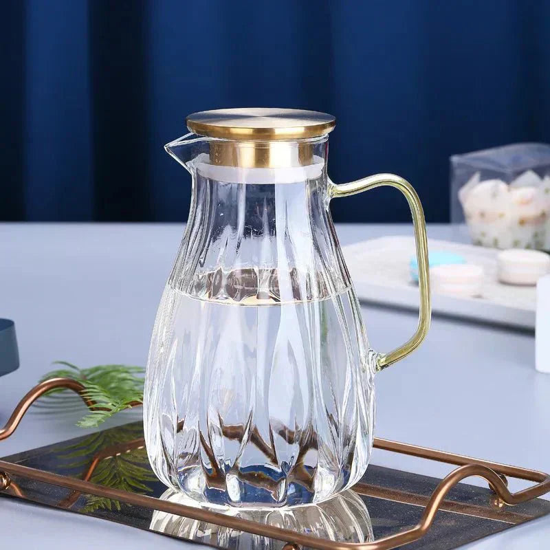 Set Caraffa in Vetro Vintage Nova con Coperchio e Bicchieri in Acciaio Inox | Lersk