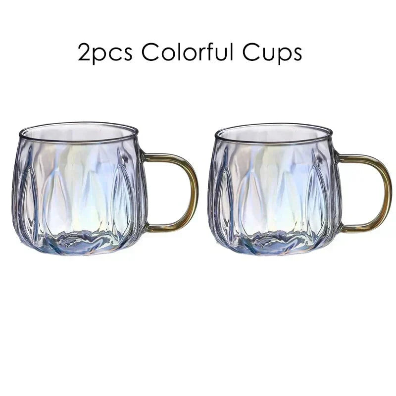 Glass Pitcher Set With Stainless Lid And Cups For Hot Or Cold Drinks