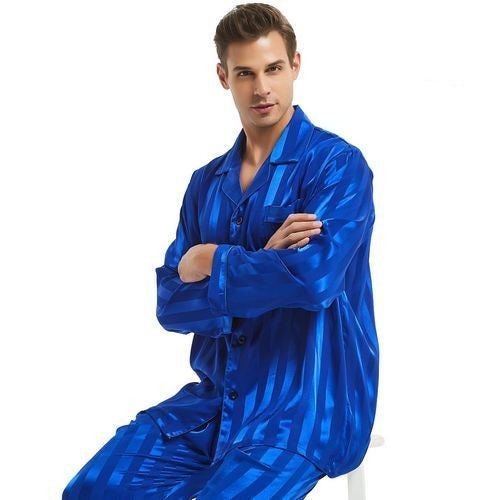 Men's Satin Pyjama Set With Soft Comfort Striped Design | Lersk