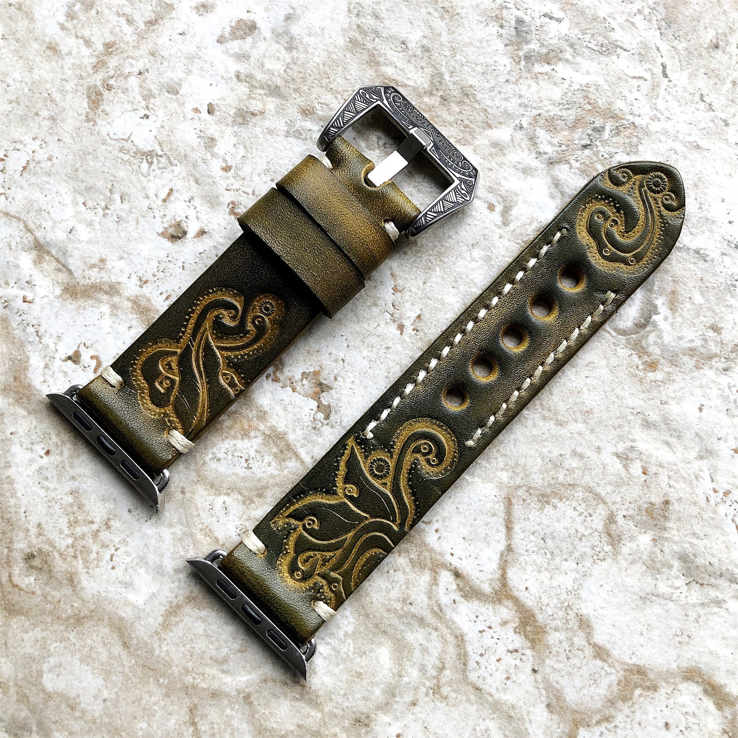 Sera Hand-Engraved Embossed Leather Band for Apple Watch | Lersk