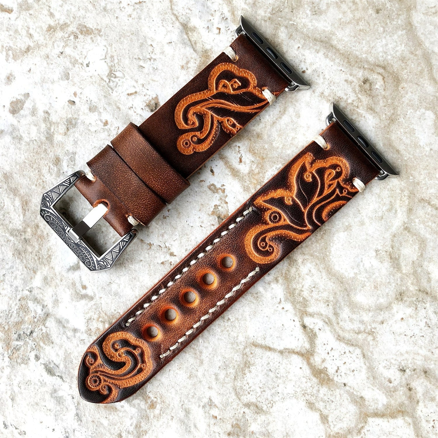 Sera Hand-Engraved Embossed Leather Band for Apple Watch | Lersk