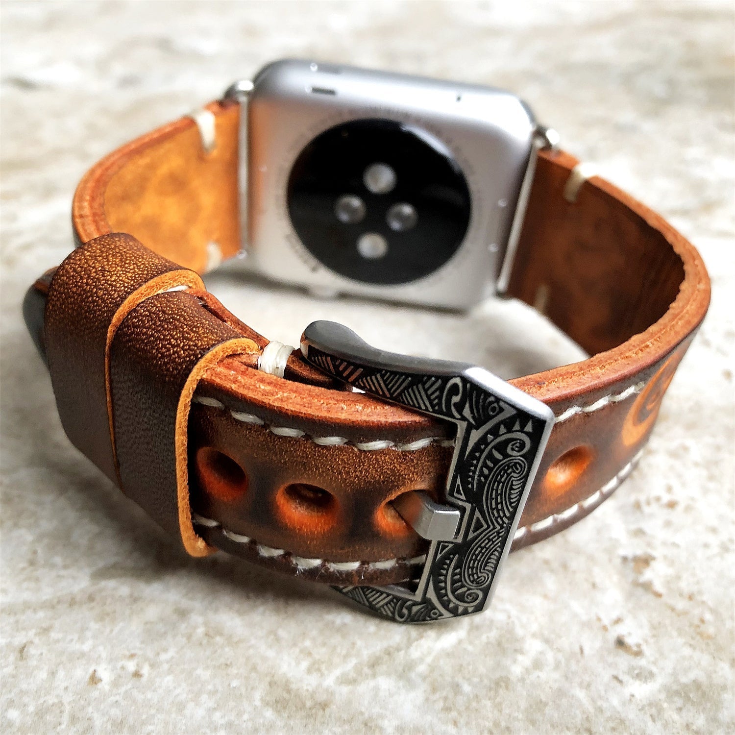 Sera Hand-Engraved Embossed Leather Band for Apple Watch | Lersk