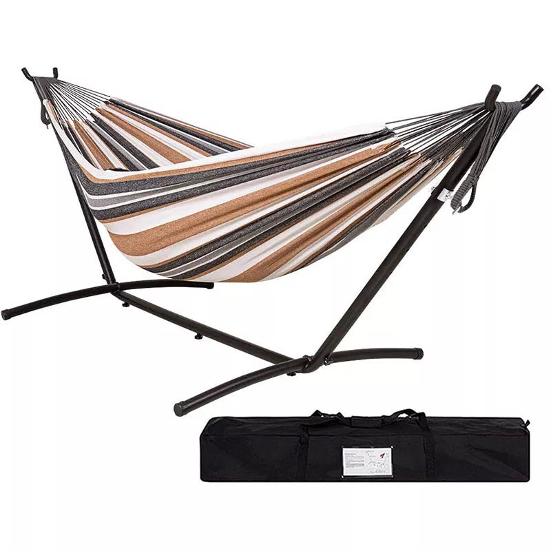 Two Person Hammock With Stand Premium Canvas For Couples Outdoor Relaxation | Lersk