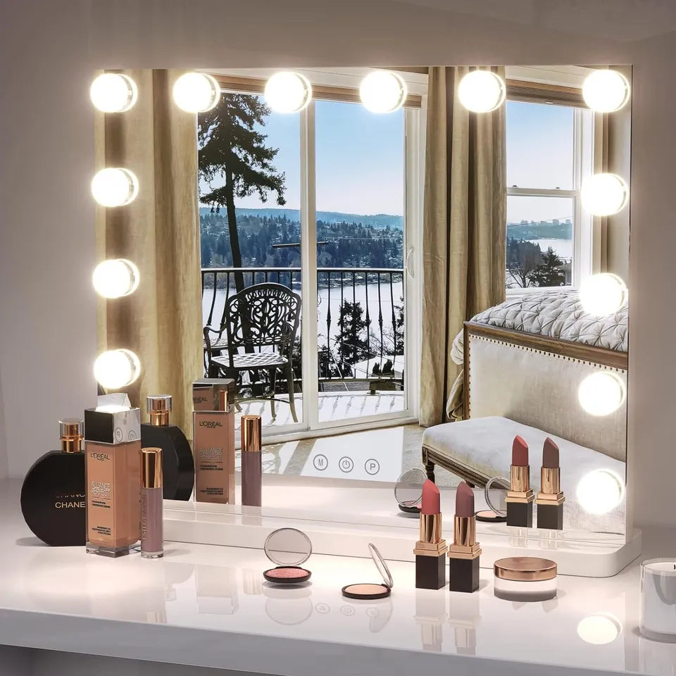 AuraGlow Sminkespejl med justerbar LED-belysning | Lersk