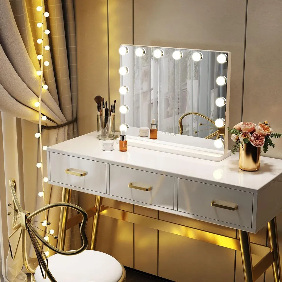 AuraGlow Sminkespejl med justerbar LED-belysning | Lersk