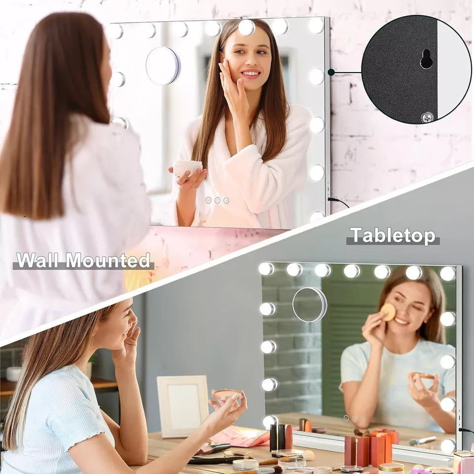 AuraGlow Sminkespejl med justerbar LED-belysning | Lersk