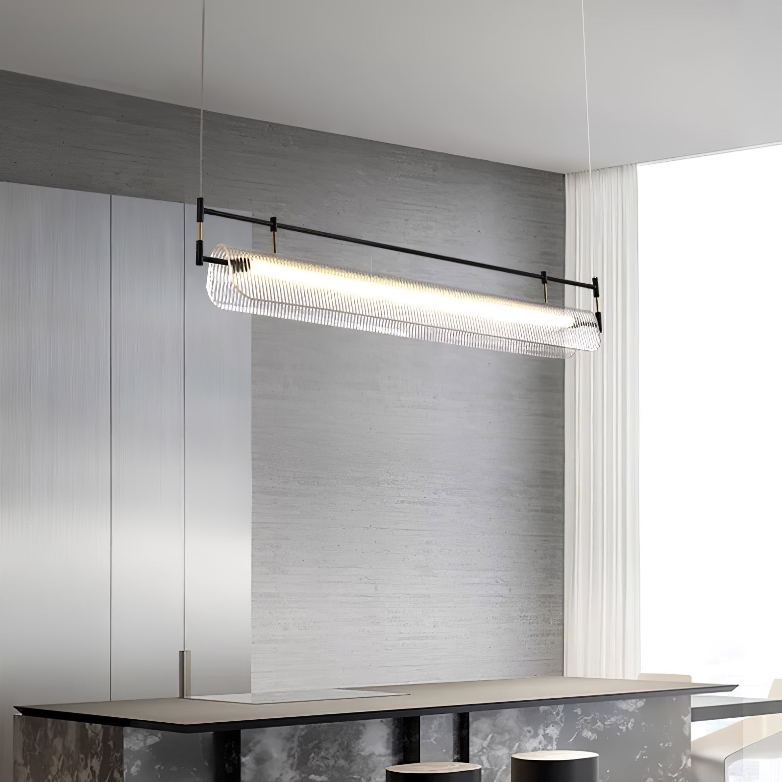 NovaLine Linear Strip Chandelier in Modern Metal Finish | Lersk