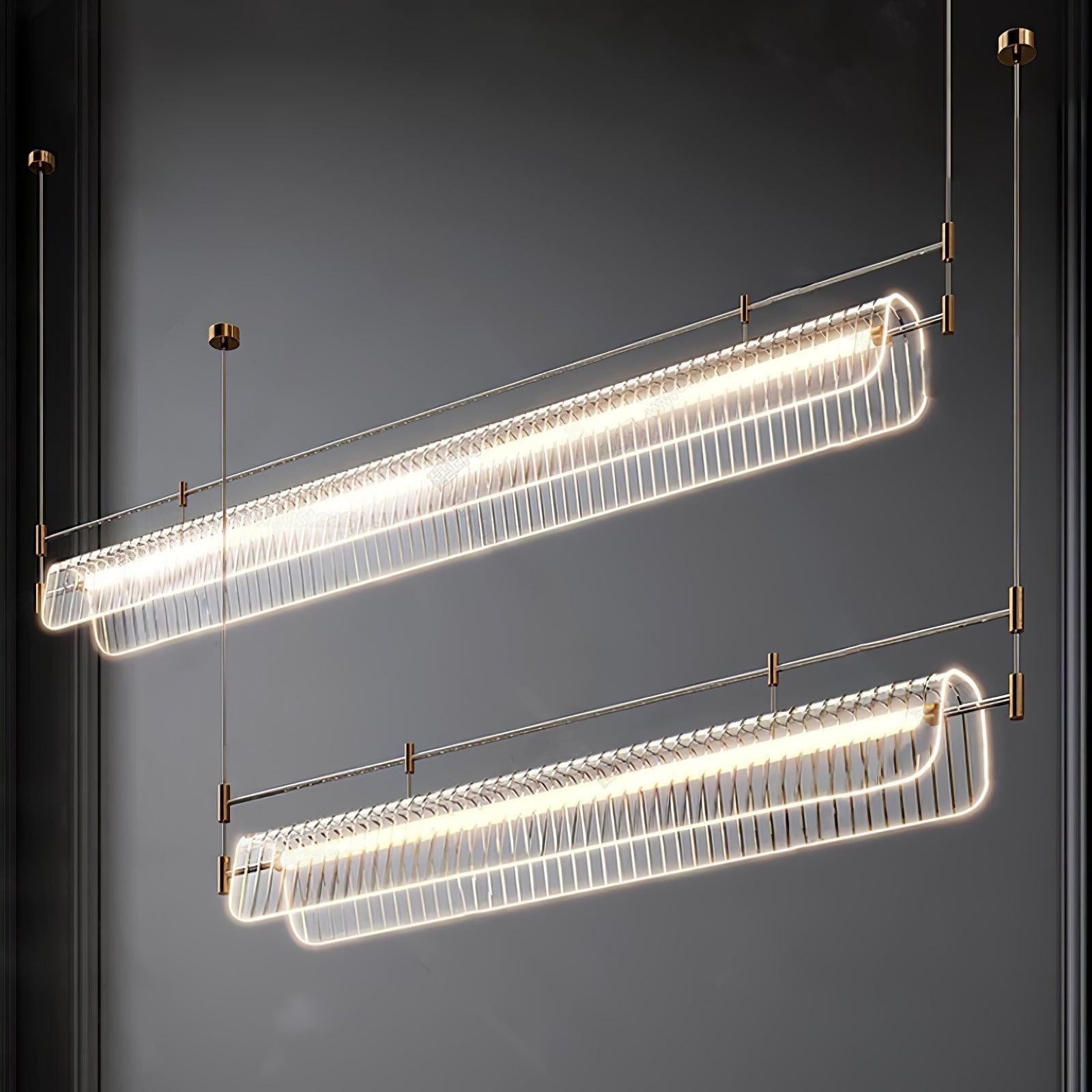 NovaLine Linear Strip Chandelier in Modern Metal Finish | Lersk