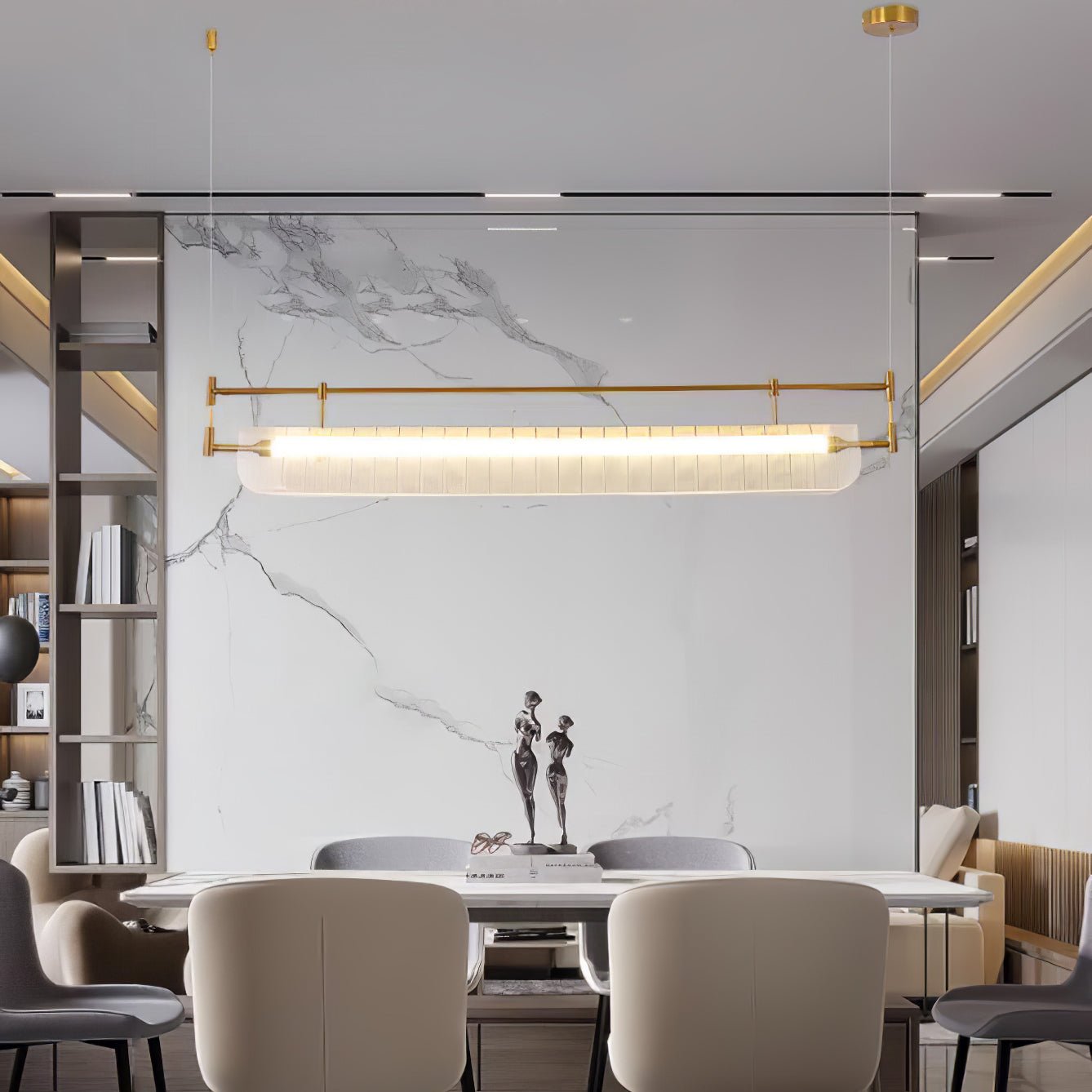 NovaLine Linear Strip Chandelier in Modern Metal Finish | Lersk