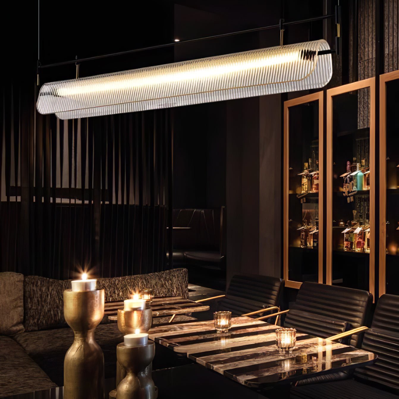 NovaLine Linear Strip Chandelier in Modern Metal Finish | Lersk